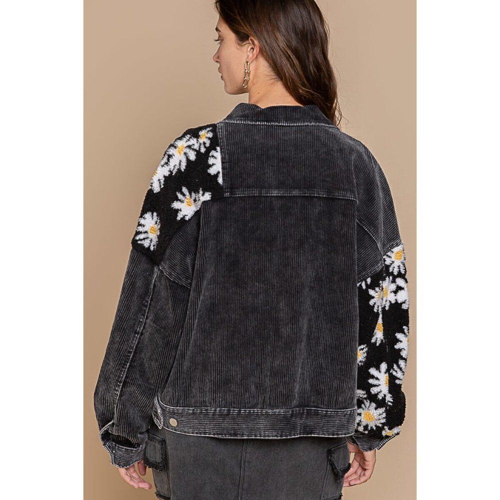 POL CLOTHING Daisy Corduroy Jacket Women New Black Button Down Sherpa FWT369 - Picture 4 of 8